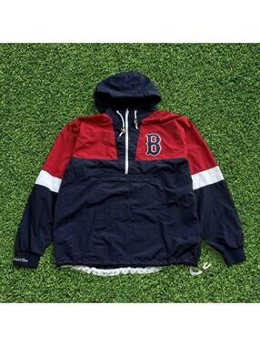 2014 Mitchell & Ness Boston Red Sox Navy Quarter Zip Windbreaker XL
